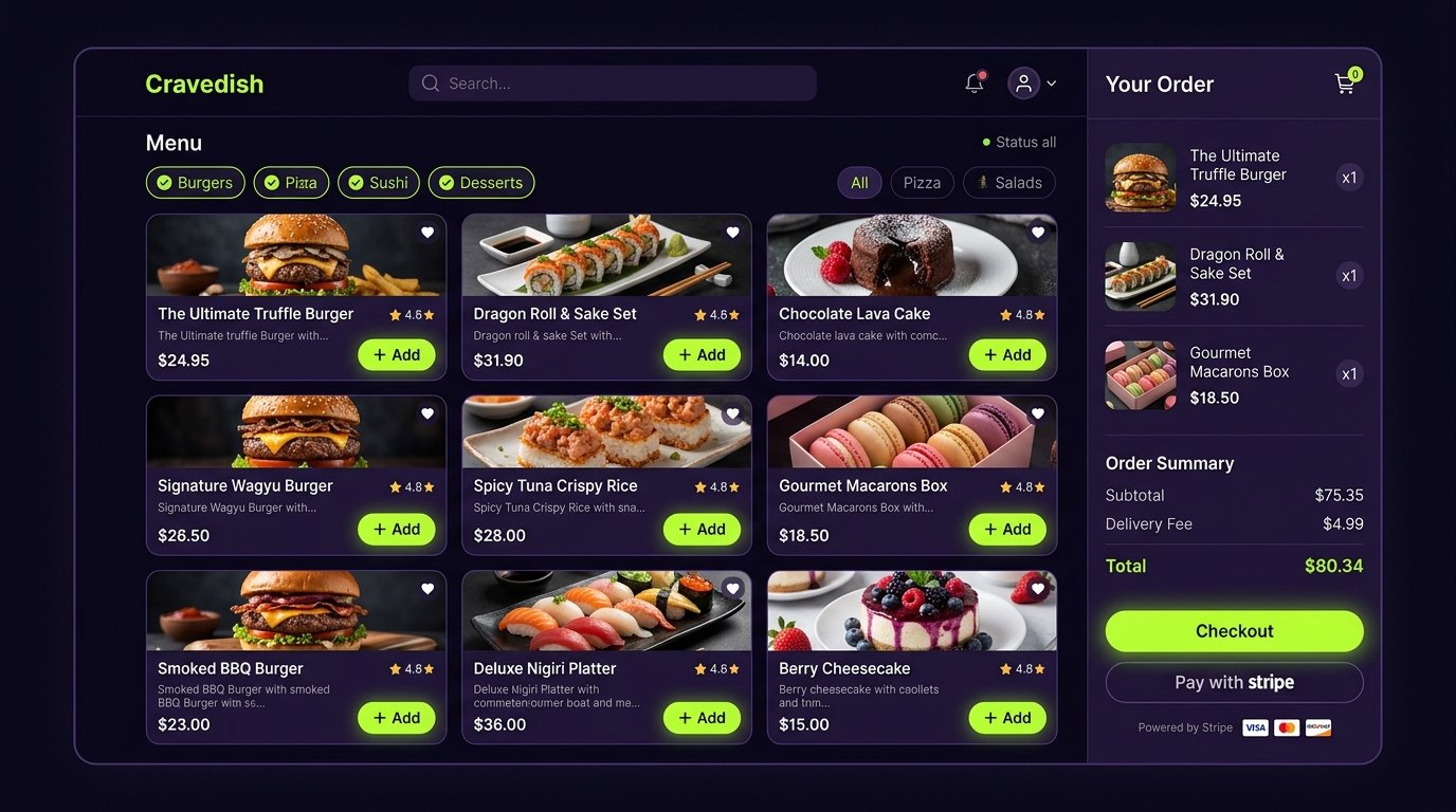 Restaurant ordering menu view